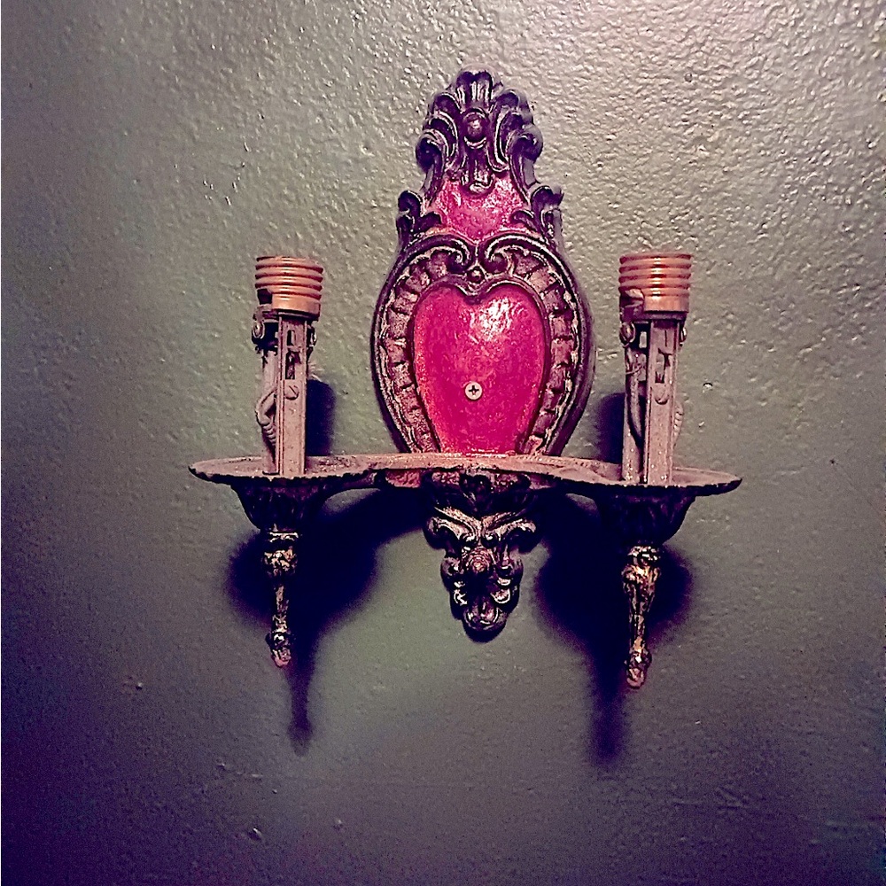 early 1900s hand cast double sconce